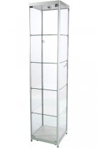 Glasmonter Showcase Tower Solo Silver med LED-belysning