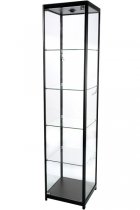 Glasmonter Showcase Tower Solo Svart med LED-belysning