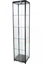 Hög glasmonter med spotlights