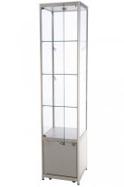 Vitrinskåp Tower Solo Silver med förvaring och LED-belysning