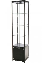 Glasskåp Tower Solo Svart med belysning och förvaring