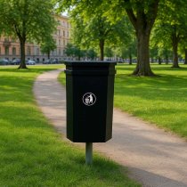 Papperskorg 60 liter i parkmiljö