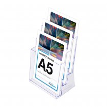 Akrylställ för bord och vägg med 3 fack för A5