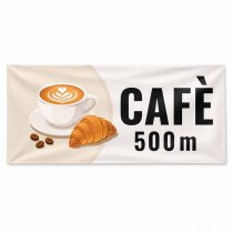 Cafébanderoll med avstånd tryckt på PVC-material 3 meter bred