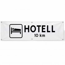 Banderoll hotell 5x1,3 meter - vägvisningsskylt med avstånd