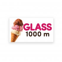 Billig banderoll design glass med öljetter 2000x1100 mm