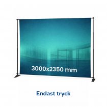 Flex Wall large textiltryck 3000 x 2350 mm monterat i justerbart stativ – endast tryck