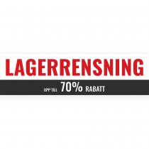 Vepa lagerrensning banderoll 5x1,3 meter