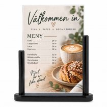 Menyhållare i svartlackat trä och akryl för bord