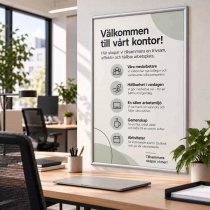 Posterram med affisch i storlek 70x100 på vägg