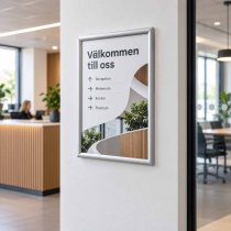 Posterram med snäppramar i kontorsmiljö