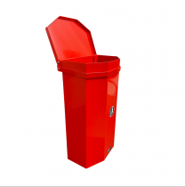 Sidovy röd hundlatrin Parken med öppet lock