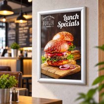 A3 affischram med snäppfunktion på restaurang