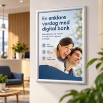Snäppram med A3 affisch på kontor