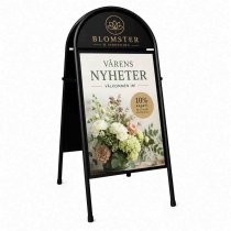 Toppställ 50x70 gatupratare med logo och reklamaffisch