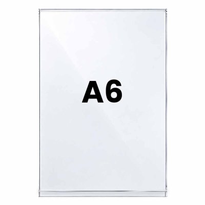 Akrylficka A6 i stående akrylställ