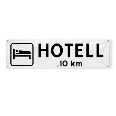 Banderoll hotell 4x1,1 meter - vägvisningsskylt med avstånd