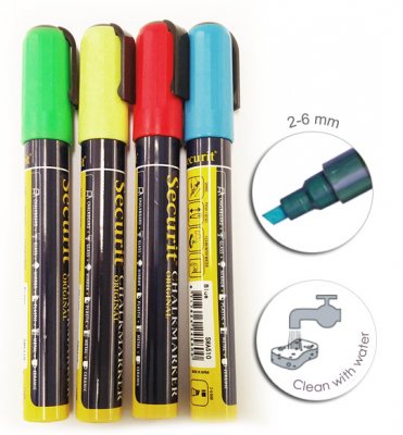 Griffelpennor i 4-pack med färger som grön, gul, röd och blå, 2-6mm bredd på spets
