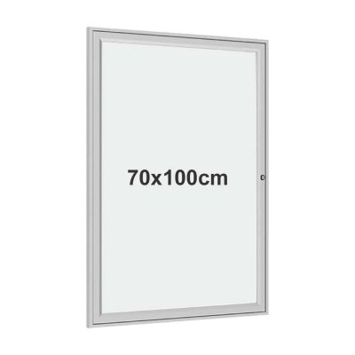 Låsbart skyltskåp 70x100 cm silver aluminium