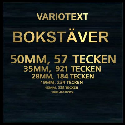 lösa bokstäver i guld till bokstavstavlor