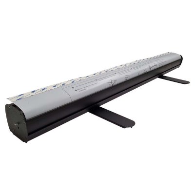 6-pack rollup-kassett i svartlackerad aluminium med bredd 100 cm