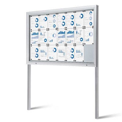 Stabilt informationsskåp med aluminium stolpar